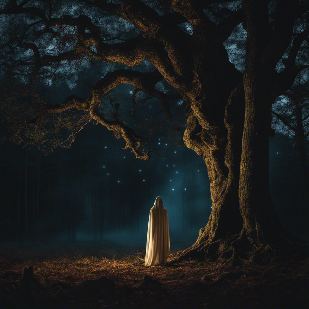 An image of a serene forest clearing bathed in soft moonlight