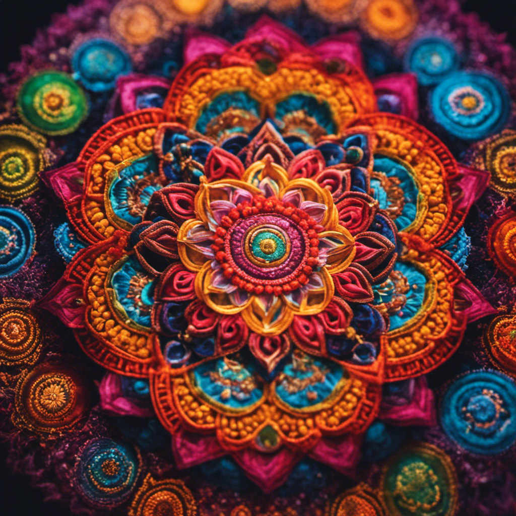 An image showcasing vibrant, interconnected mandalas, each representing a distinct chakra