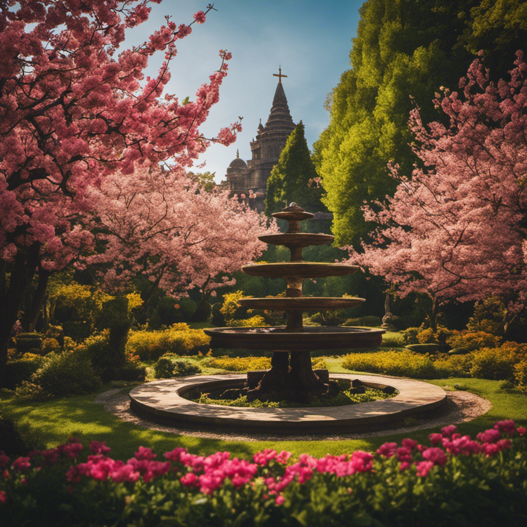 An image showcasing a serene, circular garden with vibrant blossoms symbolizing life's cycle