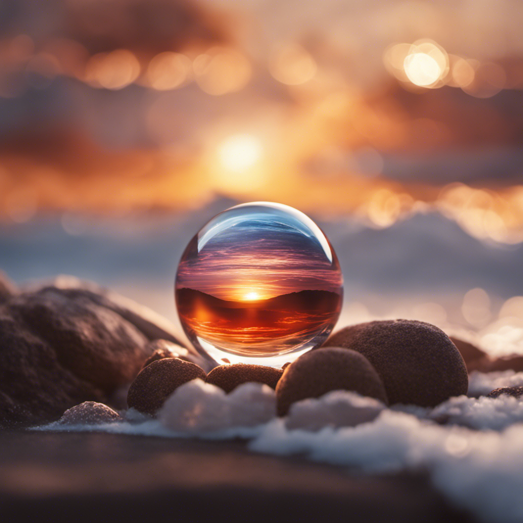 An image showcasing the 4 elements of Reiki: a serene and balanced scene with a glowing crystal representing Earth, gentle waves symbolizing Water, a flickering flame embodying Fire, and ethereal clouds representing Air