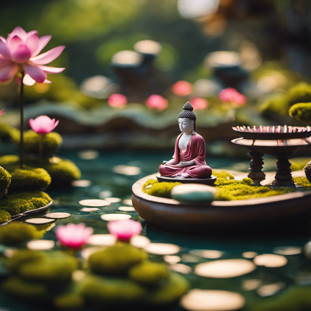 An image showcasing a serene Zen garden with a meditating figure, a vibrant lotus pond representing Buddhism, and a mosaic of diverse spiritual symbols, symbolizing the unity of three influential spiritual movements shaping our world