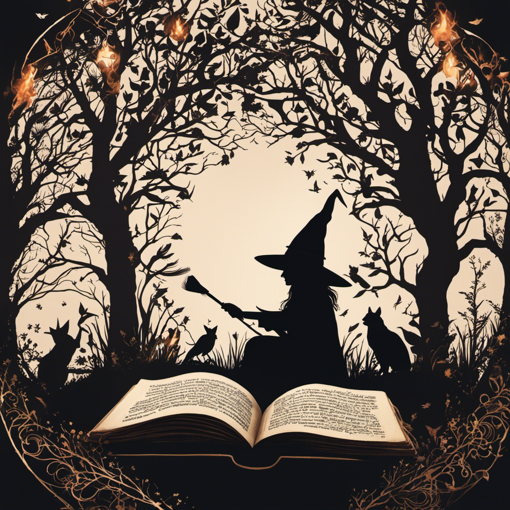 An image showcasing a silhouette of a witch surrounded by symbols of nature, debunking misconceptions