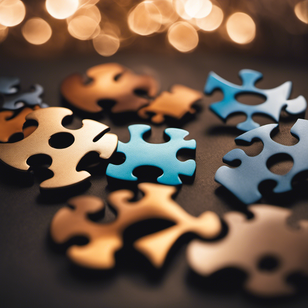 An image showcasing five interconnected puzzle pieces representing the areas of personal development: physical fitness, mental health, emotional intelligence, career growth, and interpersonal relationships