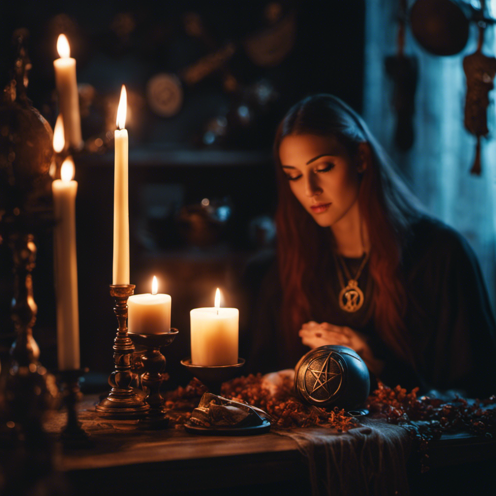 An image capturing the essence of Wiccan rituals with familiar spirits