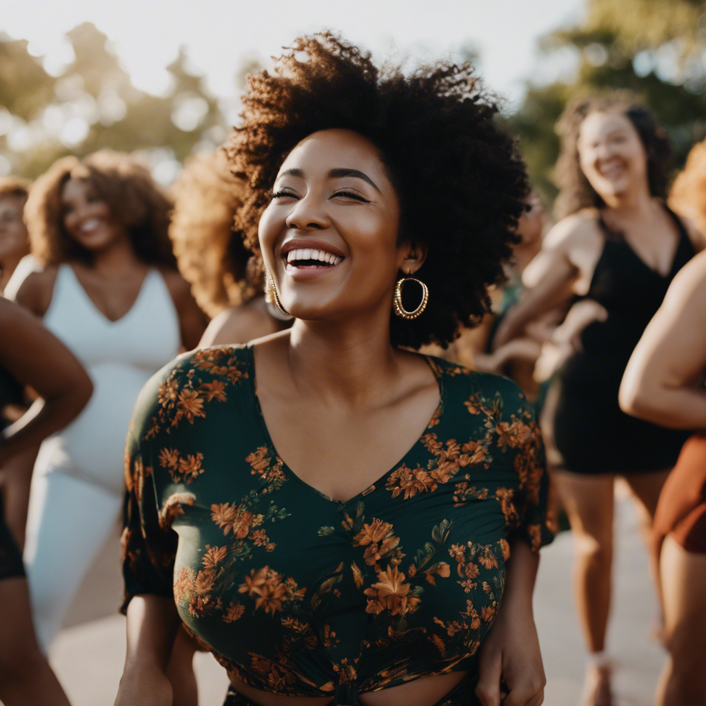 An image featuring a diverse group of individuals embracing their unique bodies, radiating confidence and joy