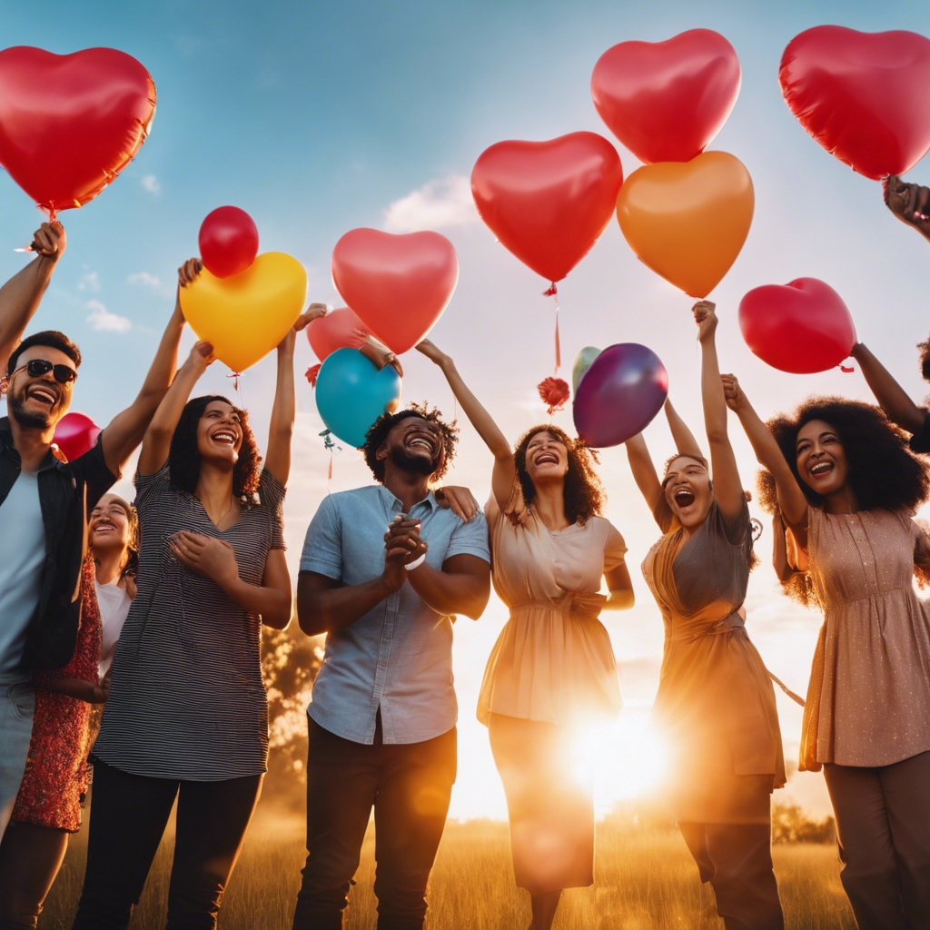 An image featuring a diverse group of people standing in a circle, arms linked, with radiant smiles