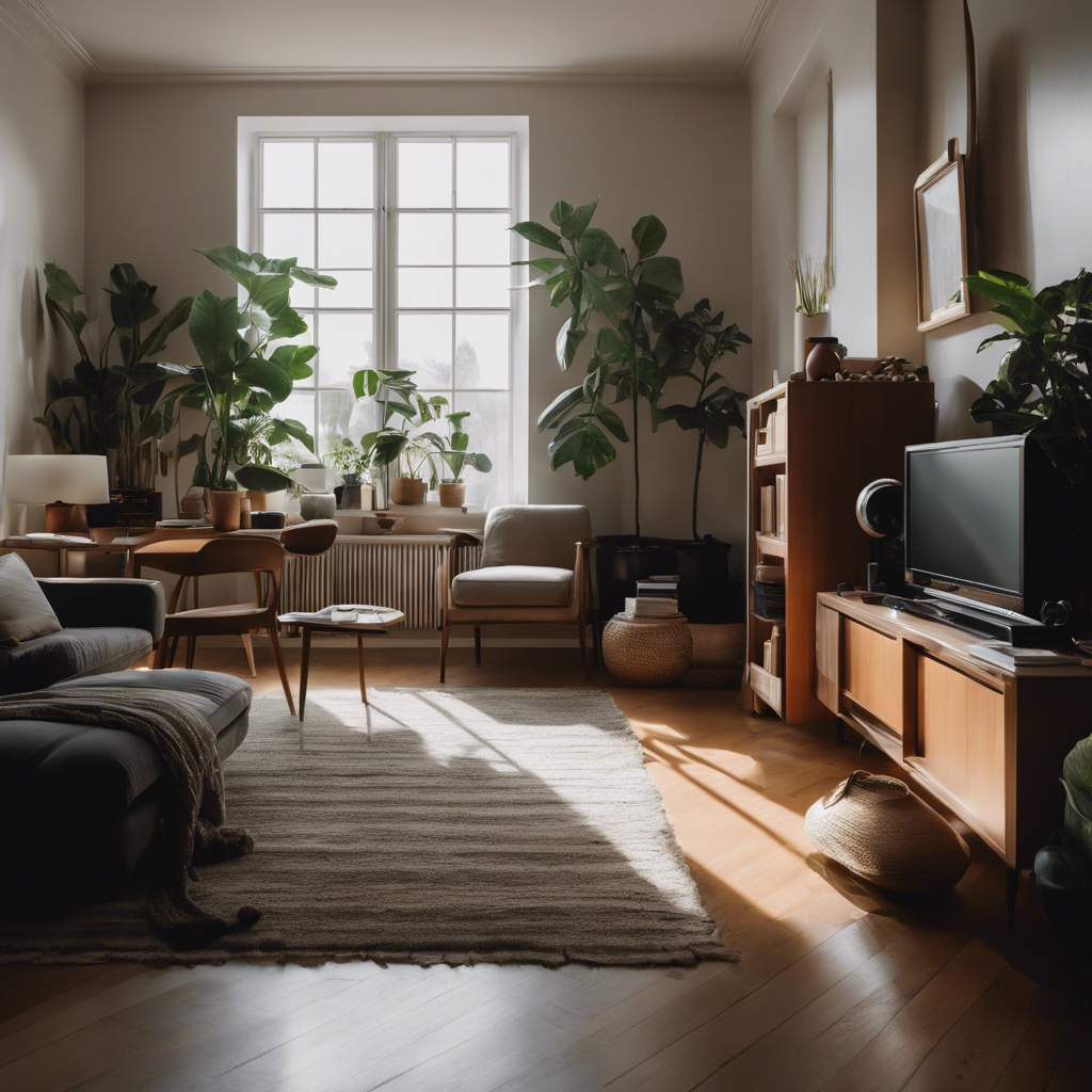 An image capturing the serene beauty of a clutter-free room, featuring a minimalist decor that emphasizes clean lines, muted colors, and a few carefully curated essential objects, illuminating the life-altering impact of minimalism